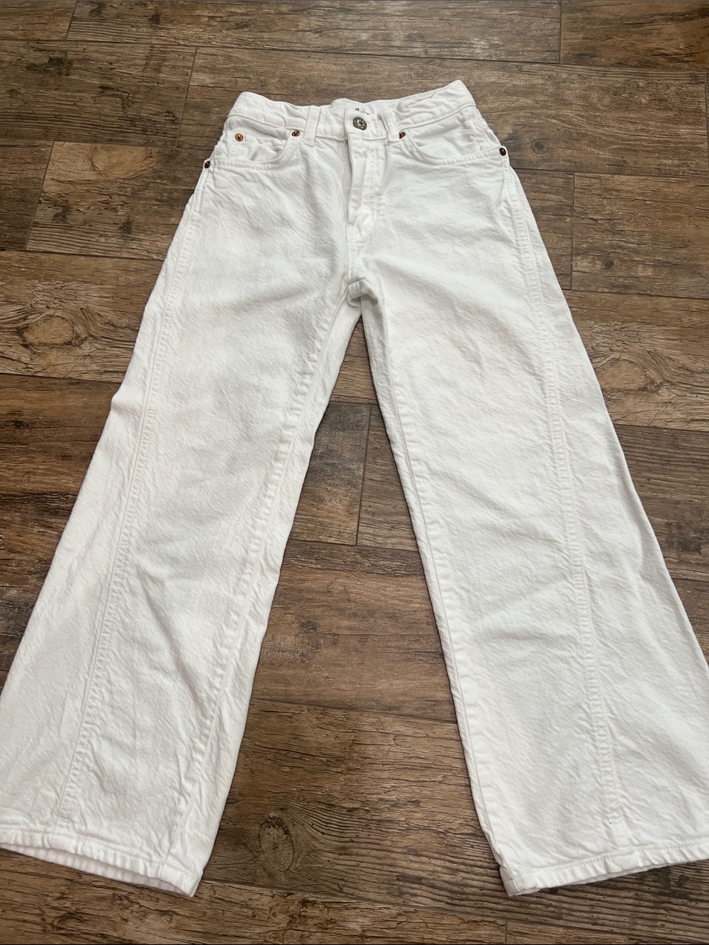 Zara girls White Wide-Leg Denim Jeans